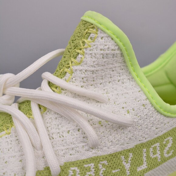 Yeezy 350 V2 White Fluorescent Green Sneakers - Picture 7 of 9